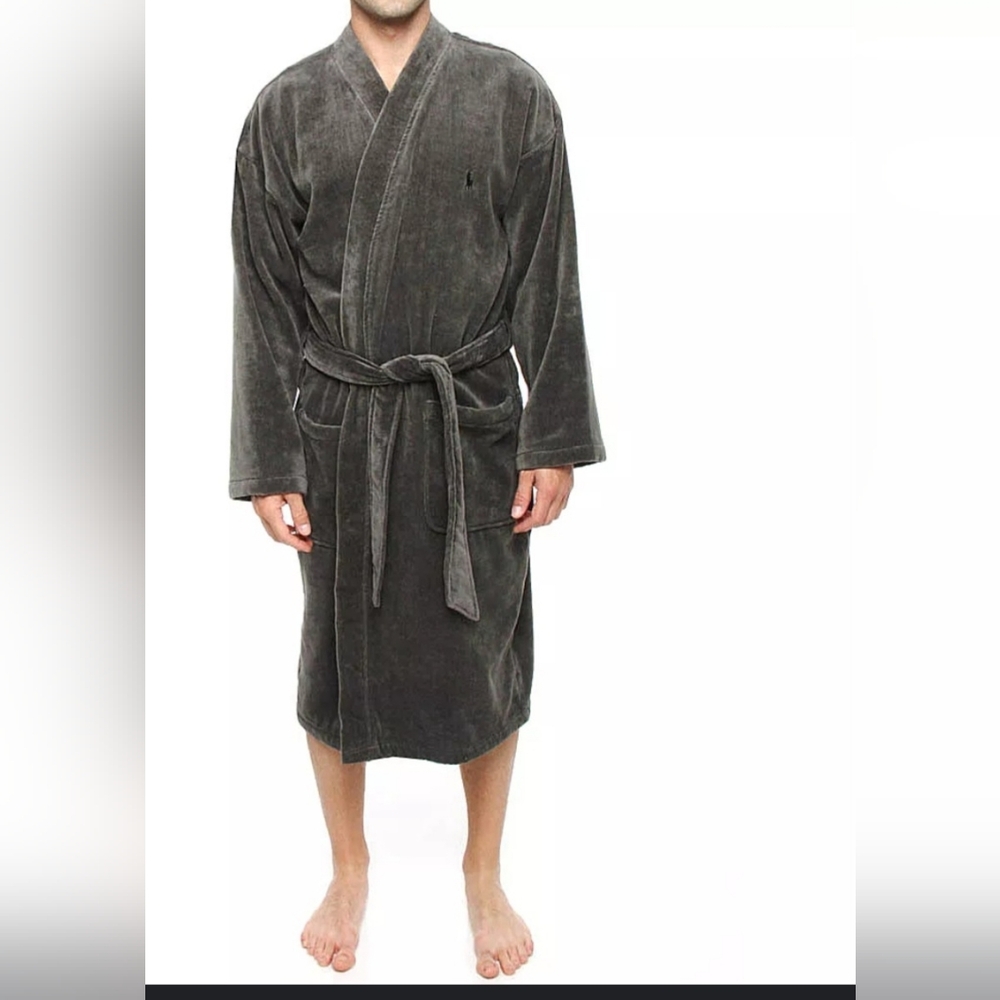 Polo Ralph Lauren 100% cotton XL Dark Grey Shawl Collar Dressing Gown